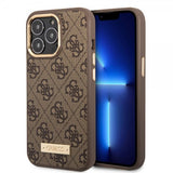 Guess iPhone 13 Pro Max Skal Metal Plate Logo MagSafe Brun