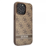 Guess iPhone 13 Pro Max Skal Printed Stripe Bottom Brun
