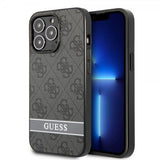 Guess iPhone 13 Pro Max Skal Printed Stripe Bottom Grå