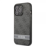 Guess iPhone 13 Pro Max Skal Printed Stripe Bottom Grå