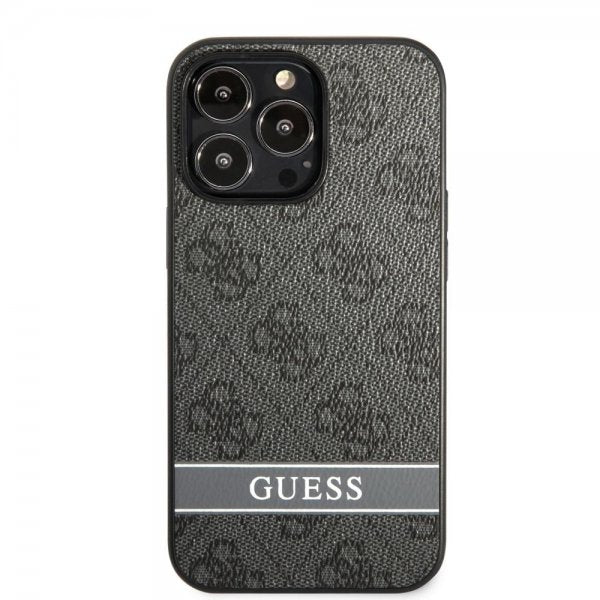 Guess iPhone 13 Pro Max Skal Printed Stripe Bottom Grå