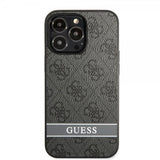 Guess iPhone 13 Pro Max Skal Printed Stripe Bottom Grå
