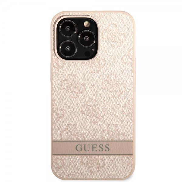 Guess iPhone 13 Pro Max Skal Printed Stripe Bottom Rosa