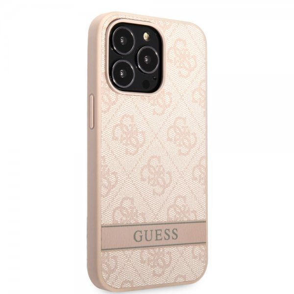 Guess iPhone 13 Pro Max Skal Printed Stripe Bottom Rosa