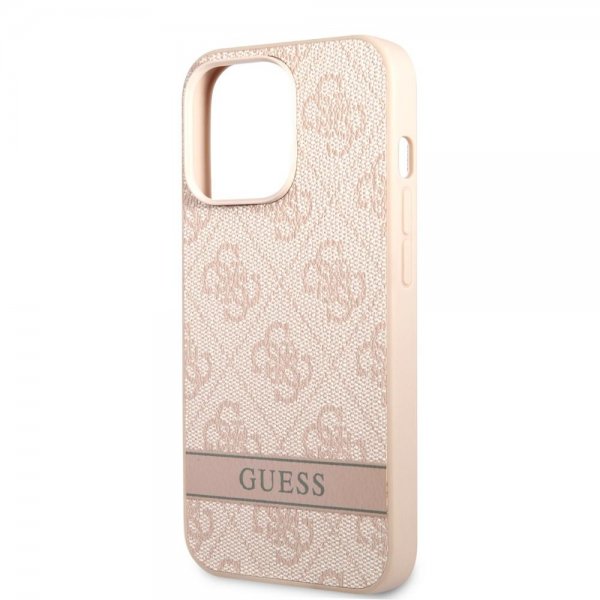 Guess iPhone 13 Pro Max Skal Printed Stripe Bottom Rosa