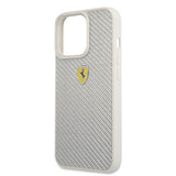 Ferrari iPhone 13 Pro Max Skal Real Carbon Metal Logo Silver