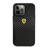 Ferrari iPhone 13 Pro Max Skal Real Carbon Metal Logo Svart