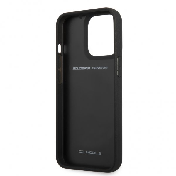 Ferrari iPhone 13 Pro Max Skal Real Carbon Metal Logo Svart