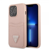 Guess iPhone 13 Pro Max Skal Saffiano Double Cardslot Rosa