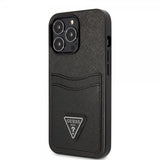 Guess iPhone 13 Pro Max Skal Saffiano Double Cardslot Svart