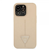 Guess iPhone 13 Pro Max Skal Saffiano Metal Triangle Beige