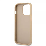 Guess iPhone 13 Pro Max Skal Saffiano Metal Triangle Beige
