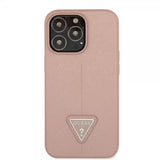 Guess iPhone 13 Pro Max Skal Saffiano Metal Triangle Rosa