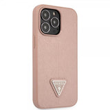 Guess iPhone 13 Pro Max Skal Saffiano Metal Triangle Rosa