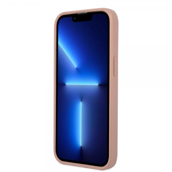 Guess iPhone 13 Pro Max Skal Saffiano Metal Triangle Rosa