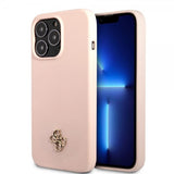 Guess iPhone 13 Pro Max Skal Silicone Metal Logo 4G Light Pink