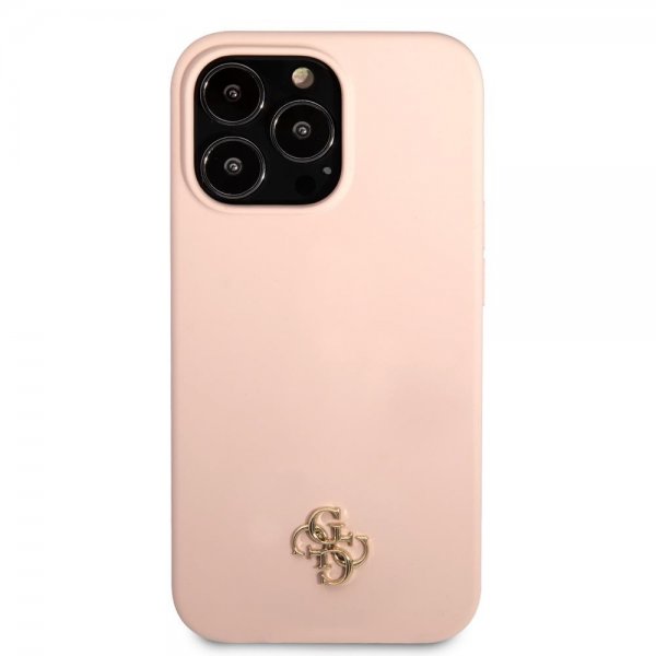 Guess iPhone 13 Pro Max Skal Silicone Metal Logo 4G Light Pink
