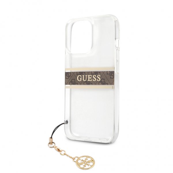 Guess iPhone 13 Pro Max Skal Stripe Charm Brun