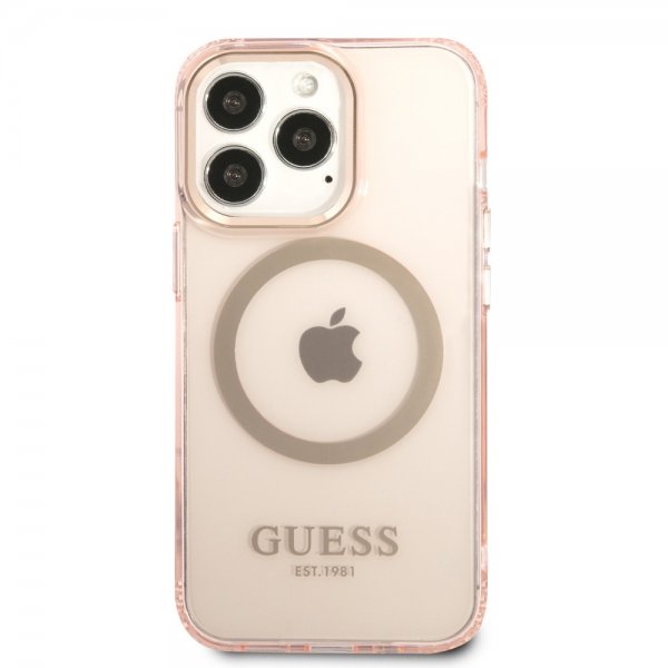 Guess iPhone 13 Pro Max Skal Translucent MagSafe Rosa
