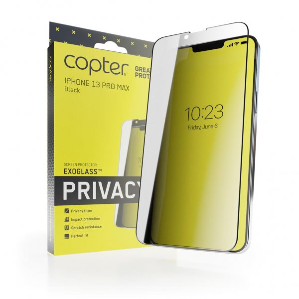 Copter iPhone 13 Pro Max Skärmskydd Exoglass Curved Privacy