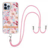 iPhone 13 Pro Skal Blommönster Strap Rosa Gardenia
