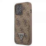 Guess iPhone 13 Pro Skal Double Cardslot Metal Triangle Brun