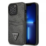 Guess iPhone 13 Pro Skal Double Cardslot Metal Triangle Svart