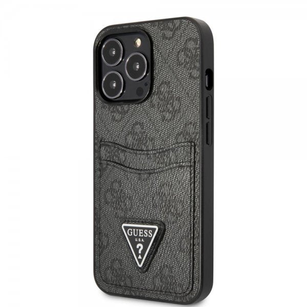 Guess iPhone 13 Pro Skal Double Cardslot Metal Triangle Svart