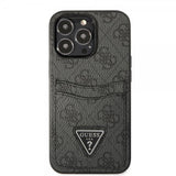 Guess iPhone 13 Pro Skal Double Cardslot Metal Triangle Svart