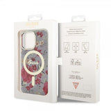 Guess iPhone 13 Pro Skal Flower MagSafe Kaki