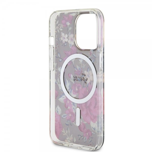 Guess iPhone 13 Pro Skal Flower MagSafe Kaki