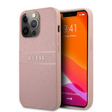 Guess iPhone 13 Pro Skal Hot Stamp Metal Logo Rosa