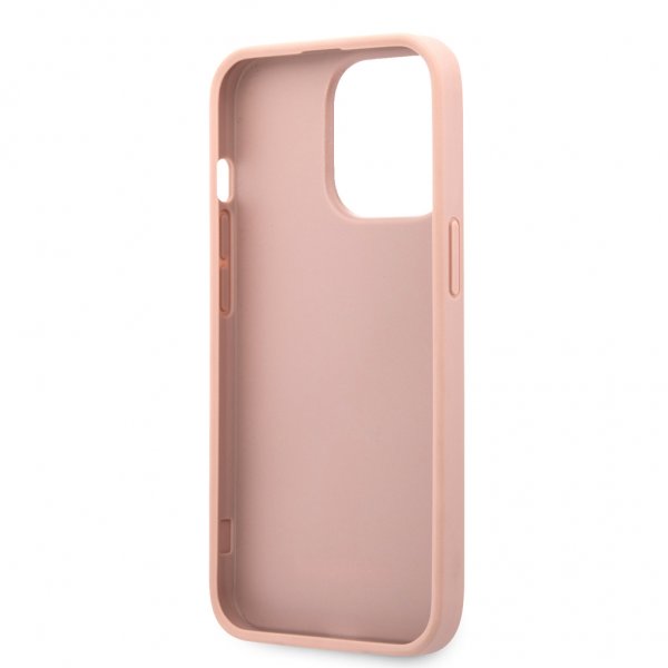 Guess iPhone 13 Pro Skal Hot Stamp Metal Logo Rosa