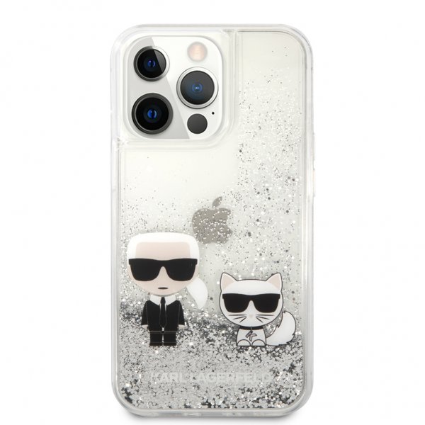 Karl Lagerfeld iPhone 13 Pro Skal Liquid Glitter Silver
