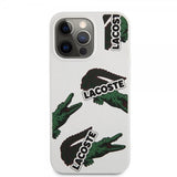 Lacoste iPhone 13 Pro Skal Liquid Silicone Allover Pattern Vit