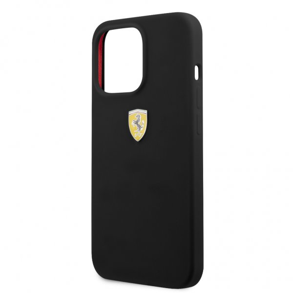 Ferrari iPhone 13 Pro Skal Liquid Silicone Metal Logo Svart