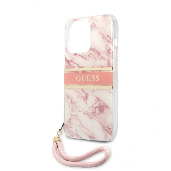 Guess iPhone 13 Pro Skal Marble Design Stripe Rosa
