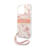 Guess iPhone 13 Pro Skal Marble Design Stripe Rosa