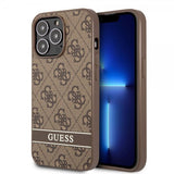 Guess iPhone 13 Pro Skal Printed Stripe Bottom Brun