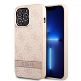 Guess iPhone 13 Pro Skal Printed Stripe Bottom Rosa