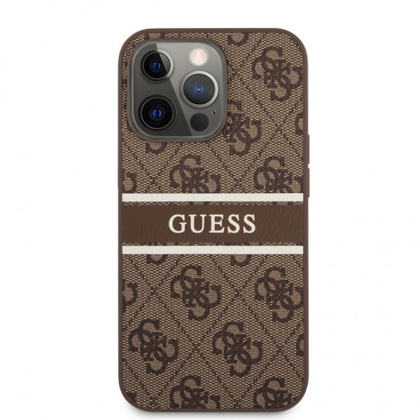Guess iPhone 13 Pro Skal Printed Stripe Brun