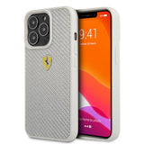 Ferrari iPhone 13 Pro Skal Real Carbon Metal Logo Silver