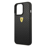 Ferrari iPhone 13 Pro Skal Real Carbon Metal Logo Svart