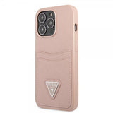Guess iPhone 13 Pro Skal Saffiano Double Cardslot Rosa
