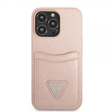 Guess iPhone 13 Pro Skal Saffiano Double Cardslot Rosa