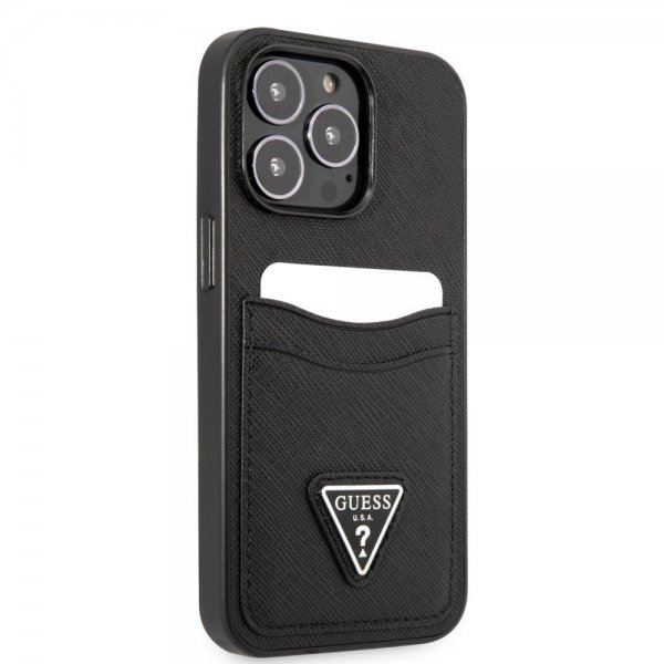 Guess iPhone 13 Pro Skal Saffiano Double Cardslot Svart