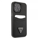 Guess iPhone 13 Pro Skal Saffiano Double Cardslot Svart