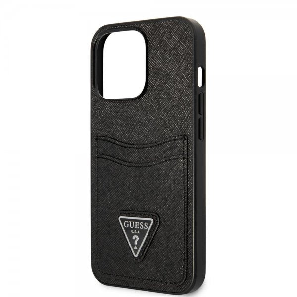 Guess iPhone 13 Pro Skal Saffiano Double Cardslot Svart
