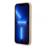 Guess iPhone 13 Pro Skal Saffiano Metal Triangle Beige