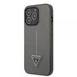 Guess iPhone 13 Pro Skal Saffiano Metal Triangle Silver